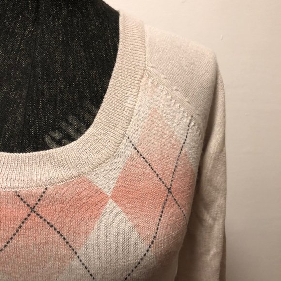 Stussy Girls Tag Argyle Sample L/S Sweater – Cream - Picture 3 of 9